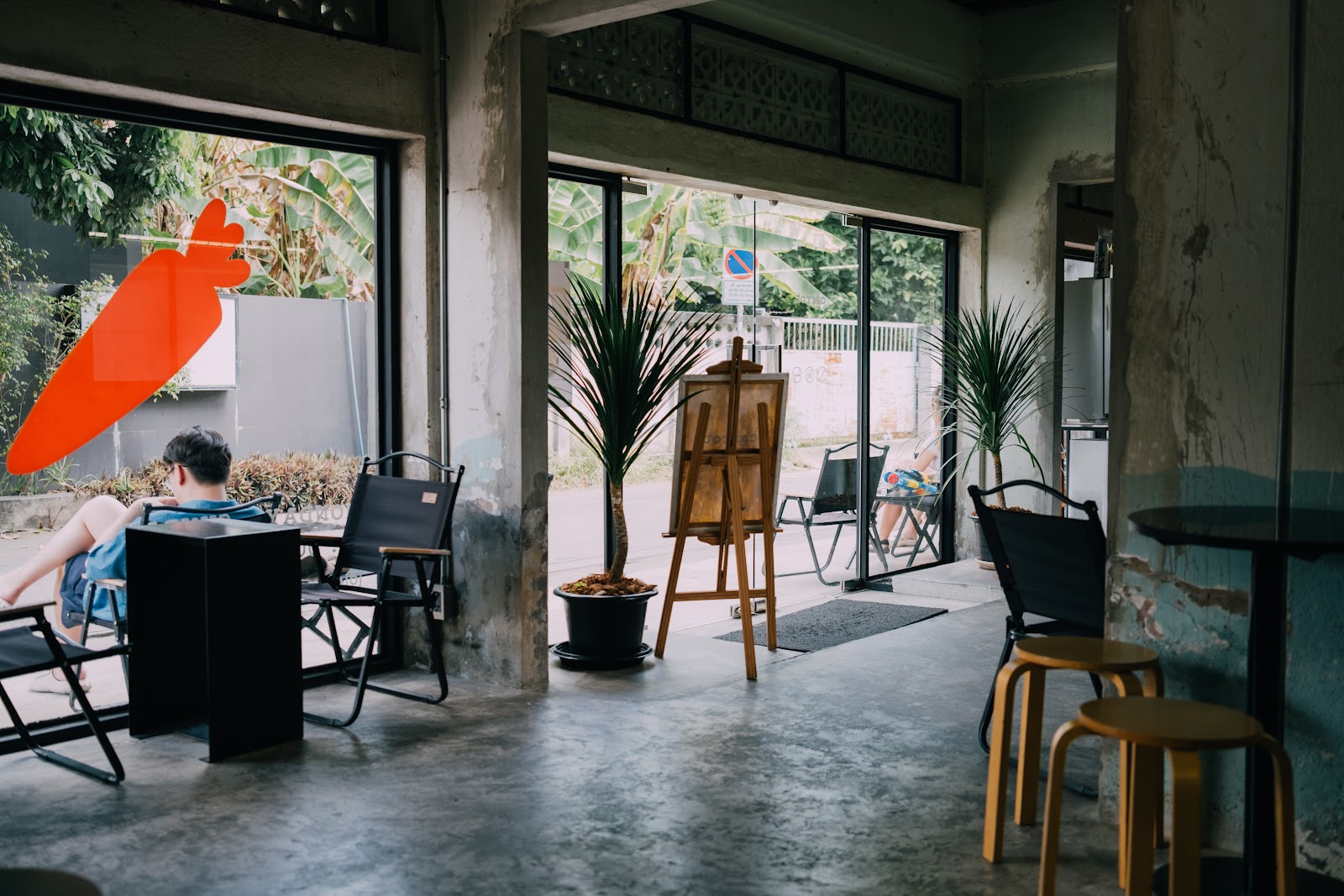Warehouse-style interior at Carrot coffee, Chiang Mai