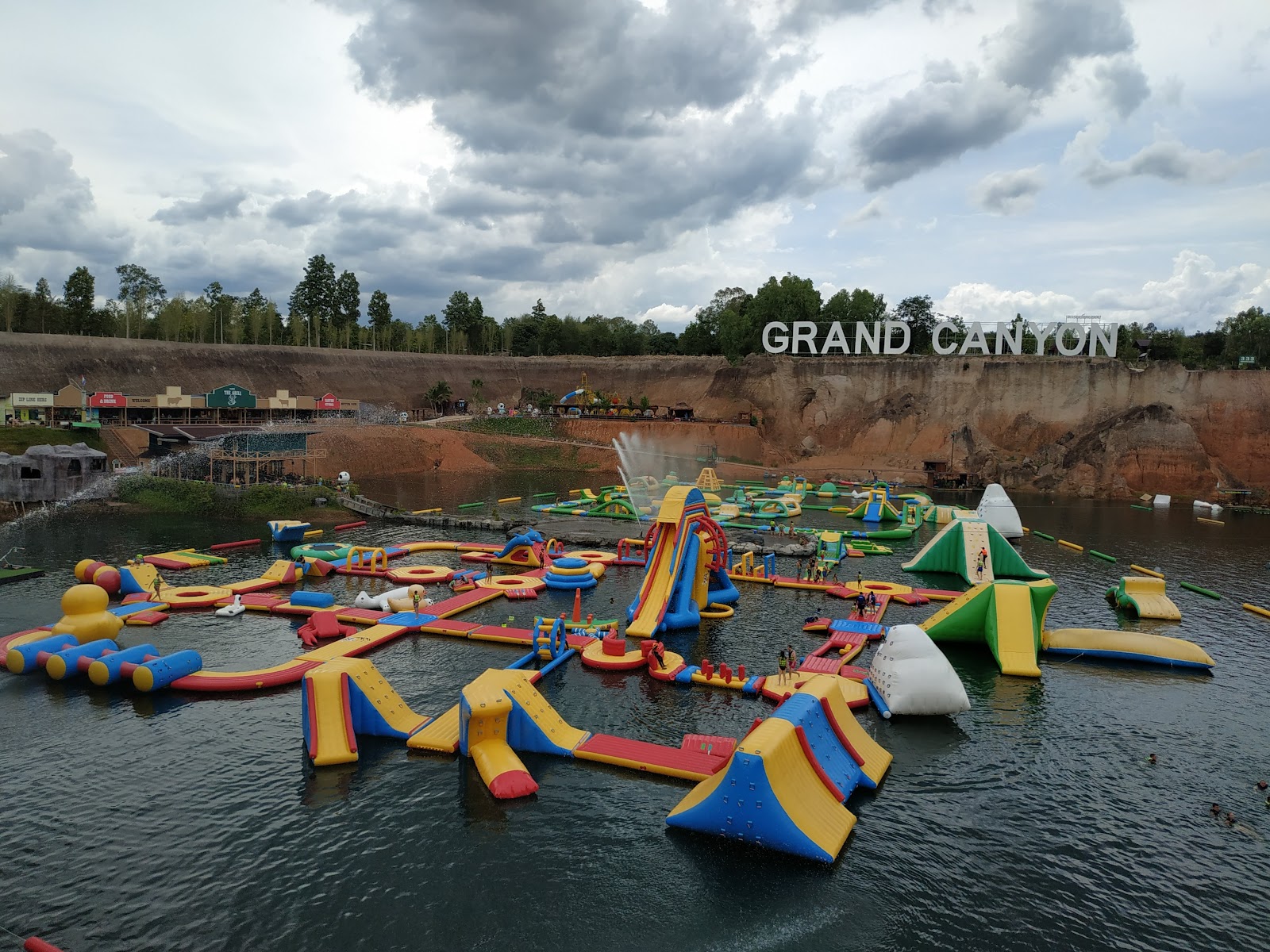 Inflatable obstacle course at Grand Canyon Water Park
