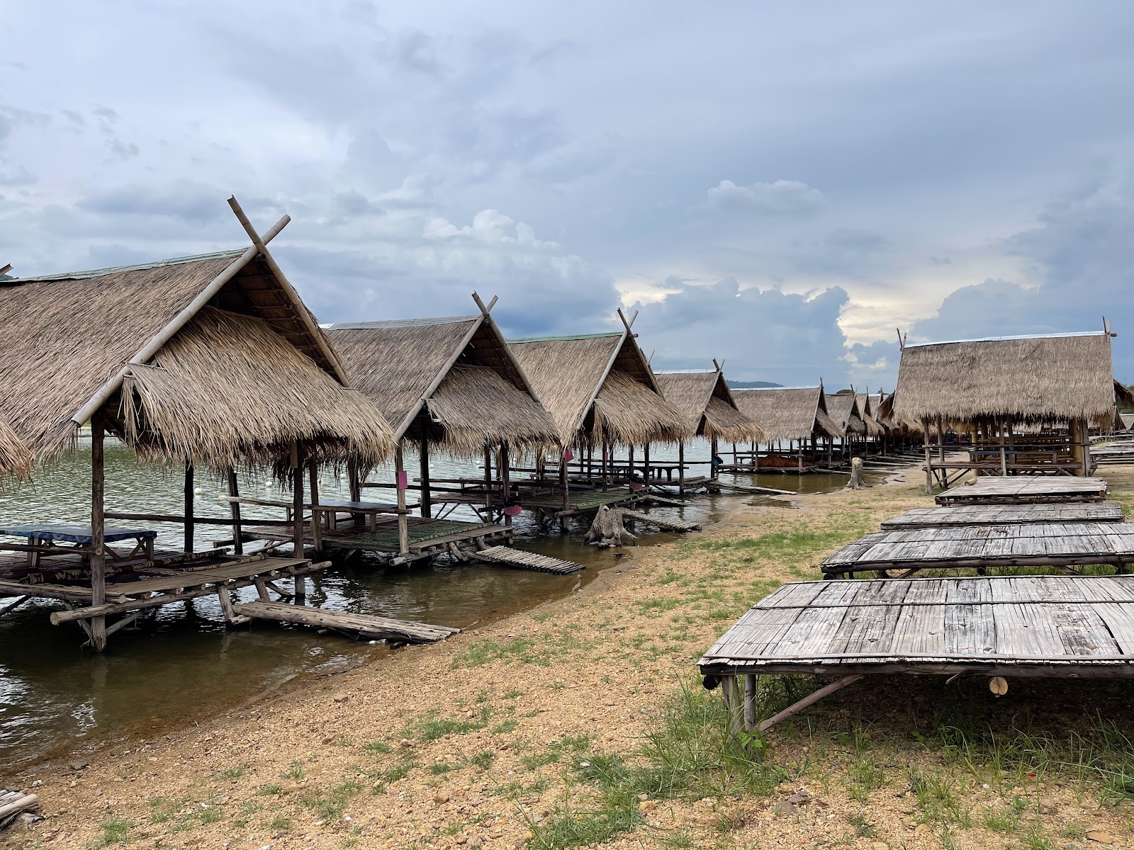 Huai Tueng Thao reservoir with bamboo huts, Chiang Mai
