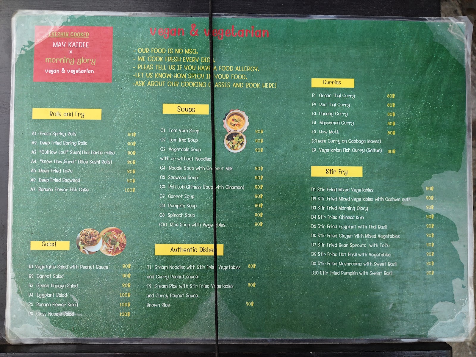Thai vegetarian dishes at May Kaidee