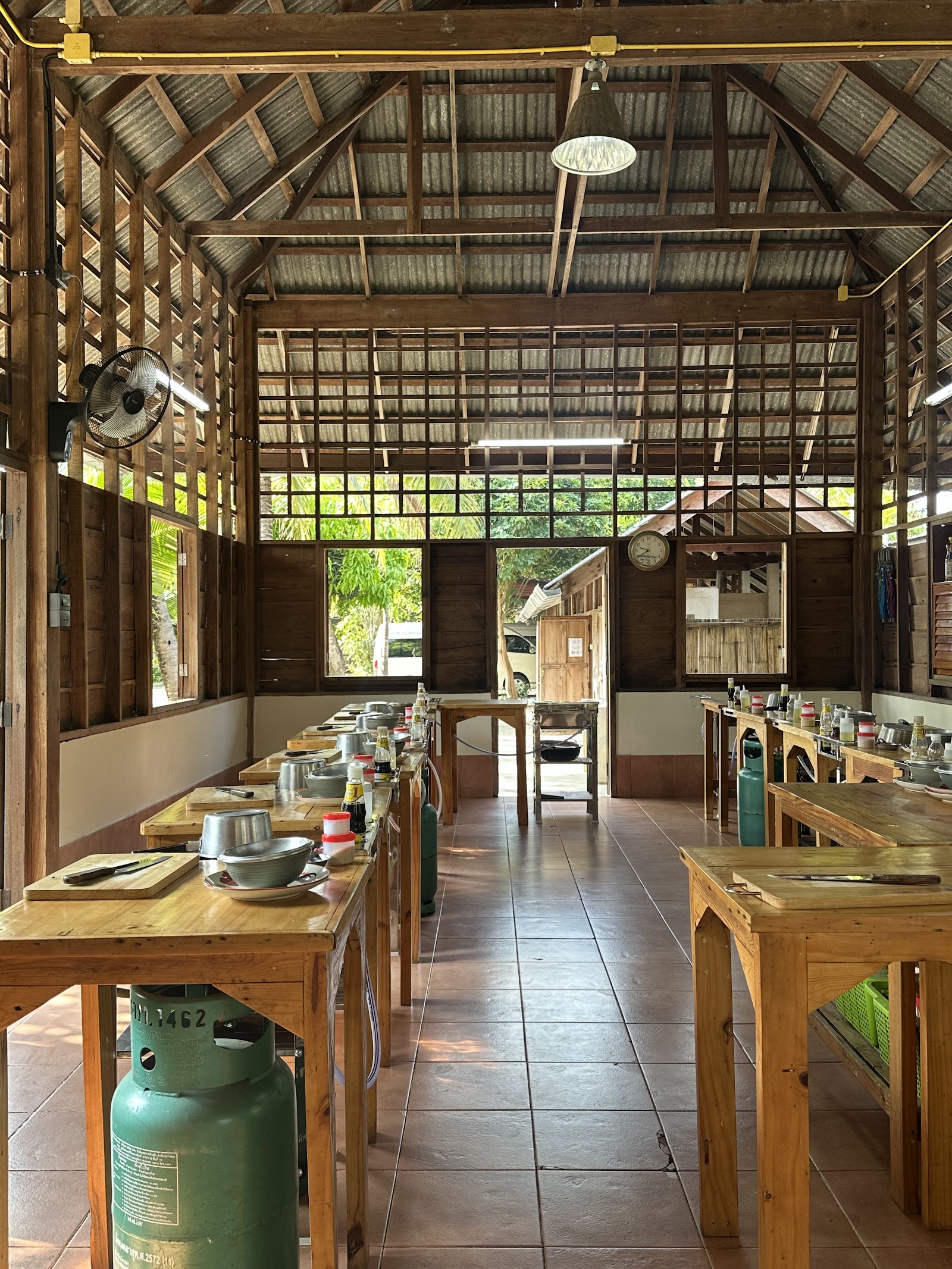 Cooking class in progress at the farm