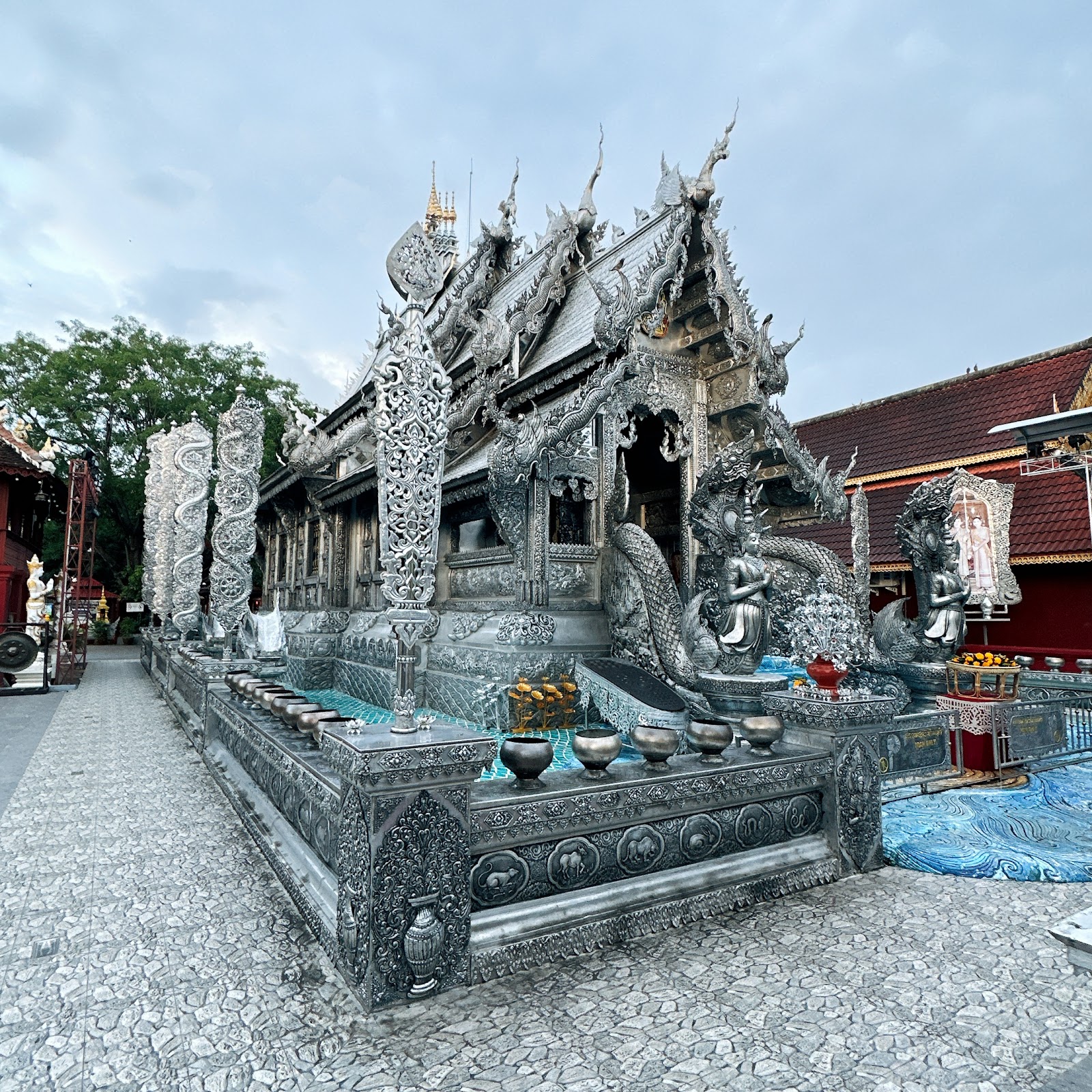 The silver-clad ordination hall of Wat Sri Suphan on Wua Lai Road
