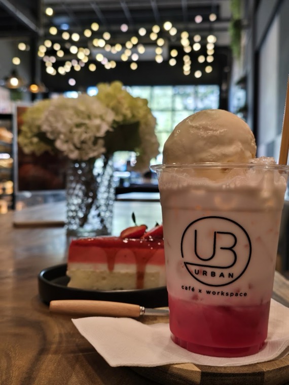 Coffee and dessert at Urban café